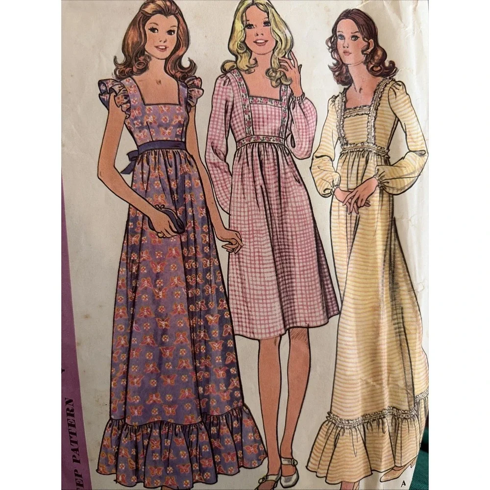 Rare 1972 Vintage McCalls 3131 Cottagecore Dress Sewing Pattern Size 12 Cut